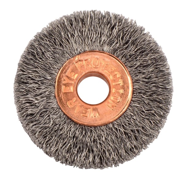 Weiler 1-1/4" Dia Crimped Wire Wheel, .008" Fill, 1/4" Arbor Hole 16521 - main